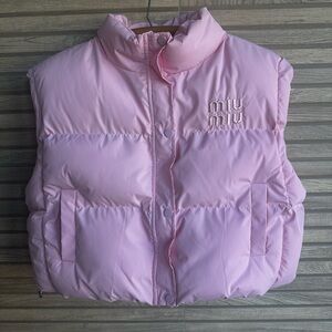 Blush Pink Quilted Puffer Vest - Miu Miu Style - Cropped Fit - One Size